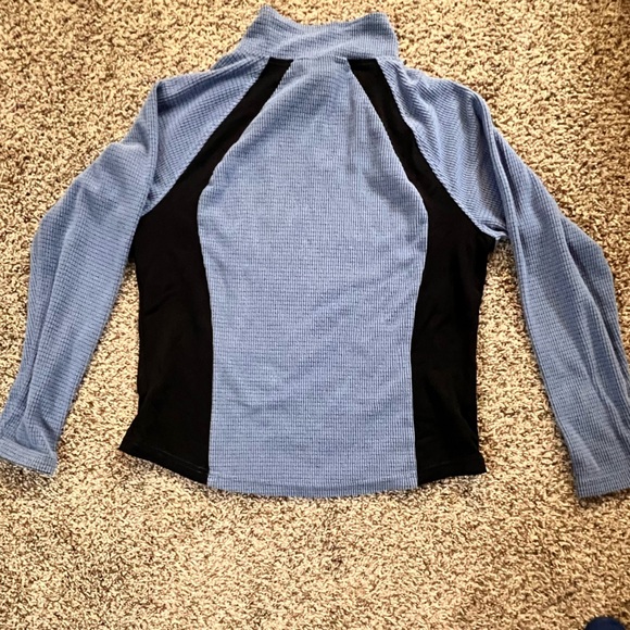 LL Bean Waffle Knit Long Sleeve Colorblock Sweatshirt Womens M Blue Long Sleeve - Picture 8 of 10